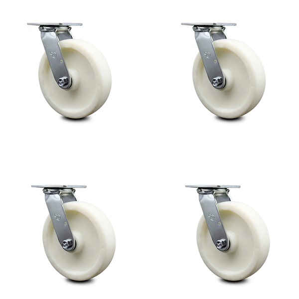 8 Inch Nylon Swivel Caster Set with Roller Bearing and Swivel Lock SCC